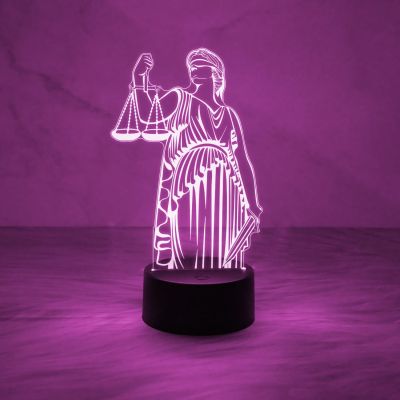 3D Illusion Lady Justice Statue Led Light | Lawyer Office Decor Night Light | Gift for Lawyer & Advocate | 7 Color Changing Light with USB Powered